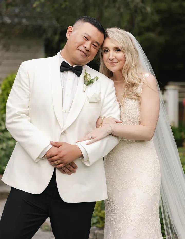 Caroline and Peter on their wedding day